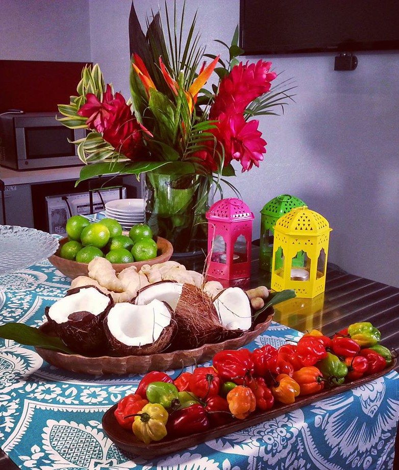 coconut fruit vegetable table platter