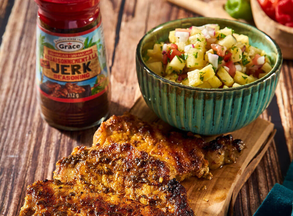 Caribbean Grilled Pork with Pineapple Salsa