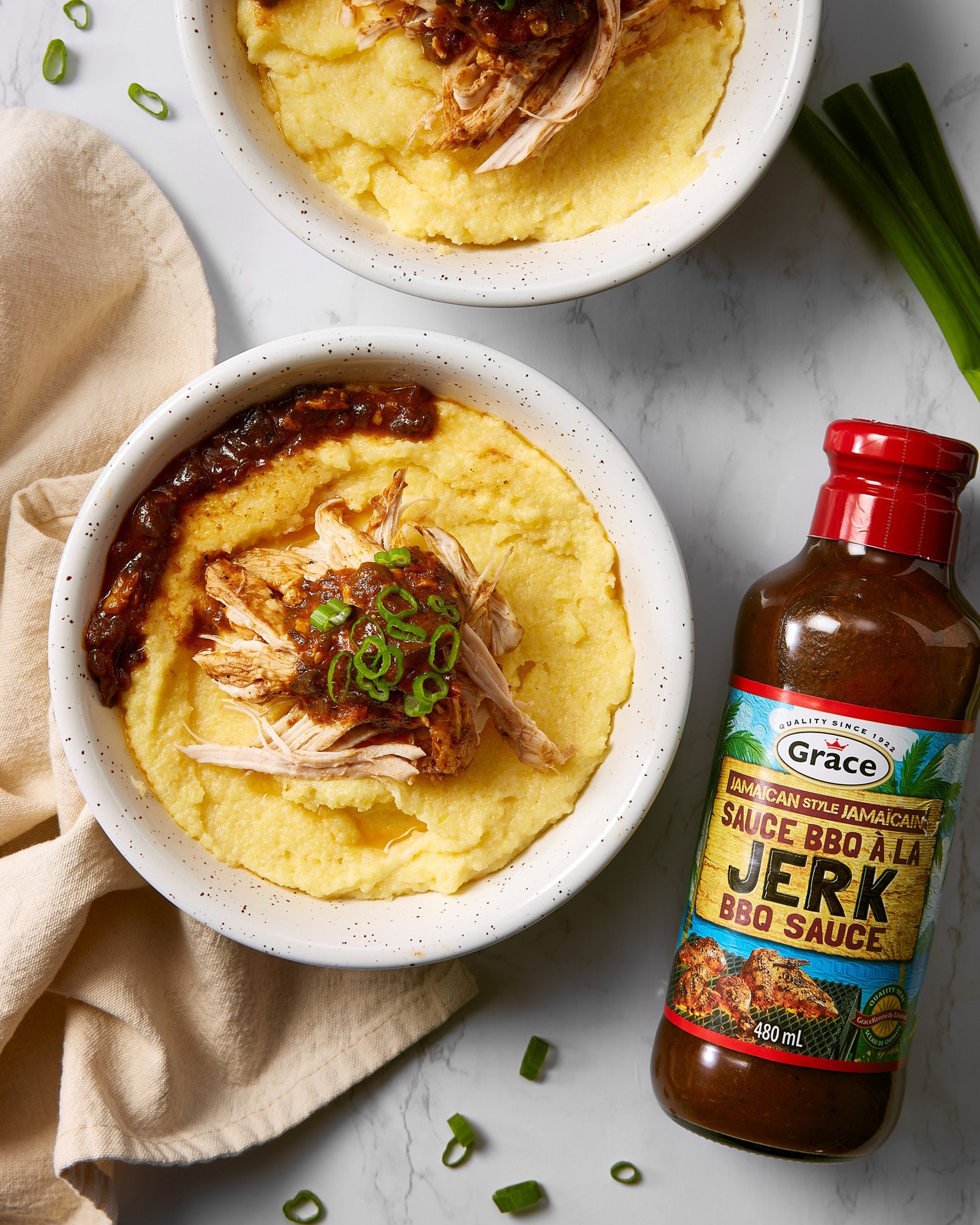 Shredded Barbecue Chicken Over Grits M